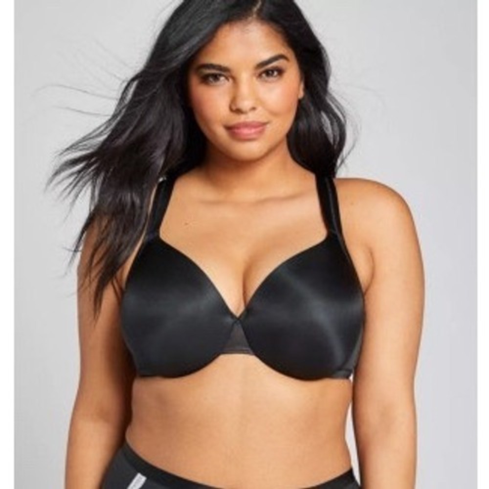 Cacique Smooth Lightly Lined Full Coverage Underwire Bra Black 40F 1182